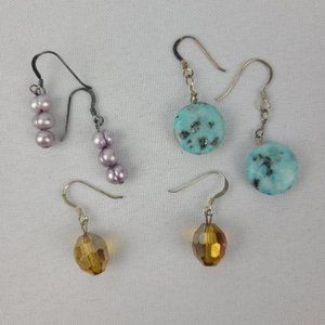 925 Sterling Silver Blue &Purple Earrings